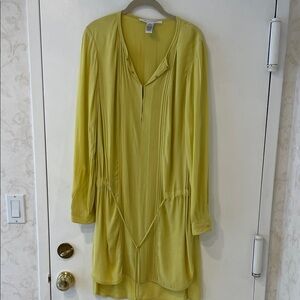 VINTAGE DIANE von FURSTENBERG yellow silk crepe dress size 10